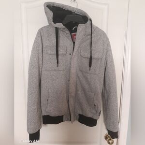 Men's Gray Hooded Bomber Jacket